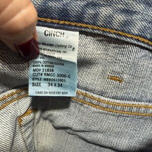 Cinch Light Blue Denim Jeans with Gold Stitching